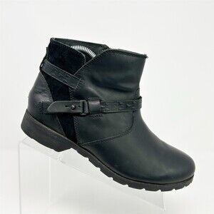 Teva Ankle Boots Womens Black Side Zip Buckle Straps Lug Sole Round Toe 9.5